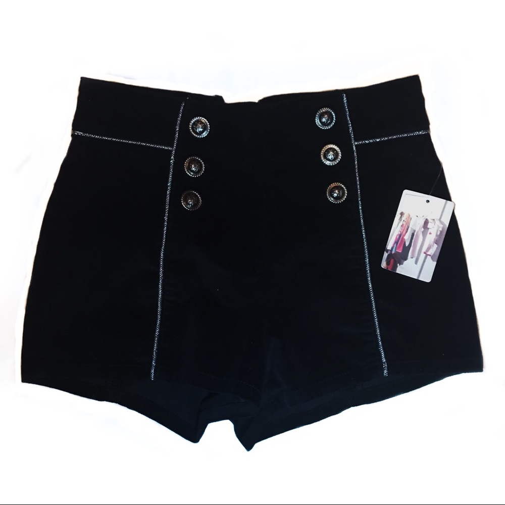 Velvet high waisted shorts